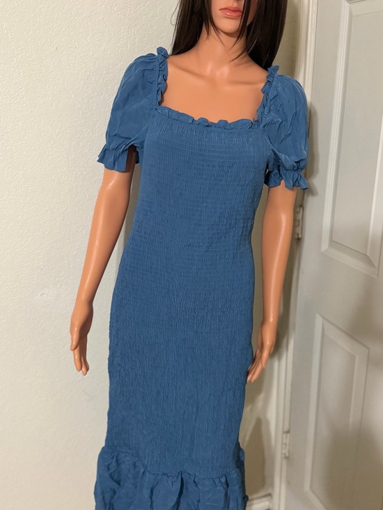 PrettyGarden Dresses & Skirts - Smocked Square-Neck Midi Dress with Puff Sleeves